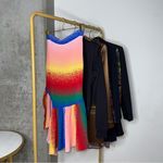 AMUR Asymmetrical Jacquard Knit Skirt in Rainbow Blue Photo 7