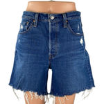 Levi's  Premium Women's Blue Dark Wash Distressed Cutoff Denim Jean Shorts Size M Photo 0