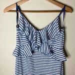 Max Studio Blue & White Striped Maxi Dress With Front Ruffle ( L ) Photo 2
