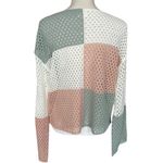 Hem & Thread  Colorblock Granny Crochet Sweater Top Women’s Size L Flare Sleeves Photo 4