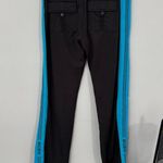 BCBG MaxAzria Black & Blue Stripe Track Pants Women’s Size Medium Spandex Blend Photo 1
