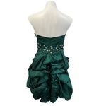 Jovani  Deep Green Rhinestone Strapless Mini Cocktail Dress Photo 3