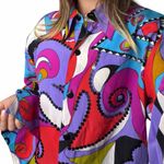 Diane Gilman Vintage Silk Psychedelic Print Top Photo 3