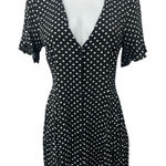 ZARA  Womens Black Polka Dots V-neck Short Sleeve Button Down Mini A-Line Dress S Photo 0