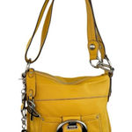 B. Makowsky Leather Shoulder Bag Purse Yellow Pebbled Quiet Luxury Leopard Lined Photo 0