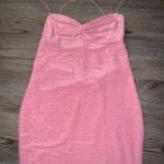 Meshki NWT  Mabel Shimmer Lace Up Mini Dress In Baby Pink Photo 0