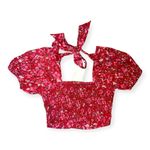 Band of Gypsies Band of the Free Womens Joelle Crimson Floral Smocked Top Photo 3