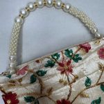 Floral Embroidered Cream Handbag Red Photo 10