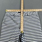 ZARA BASIC Woman Pants 6 Ankle Navy White Striped Flat Front Side Slits Slim Photo 2