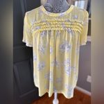 Elle Yellow Floral Smocked Blouse | Ruffle Detail | Spring Top | Size L Photo 2