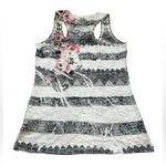 H.I.P. Vintage Tank Top Lace Floral Striped 90s Y2K Fairy Grunge Size Large Photo 5