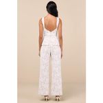 Lulus NWT  Eillis White & Beige Lace Cutout Sleeveless Jumpsuit Party Size XL Photo 7