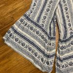 American Eagle Womens XS Jumpsuit White Blue Floral Strapless Wide Leg Palazzo Photo 2