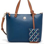 Anne Klein Navy/Brown Alex Varsity Satchel Purse w/ID holder and Crossbody Strap Photo 4