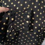 Worthington  black chiffon gold metallic dot high ruched neck long sleeve top L Photo 4
