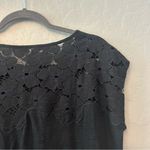 LC Lauren Conrad ⭐️ black short sleeve 100% linen shirt with floral lace small Photo 7