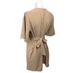 Oak + Fort Tan Brown Keyhole Neck Flutter Sleeve Tie Waist Mini Shift Dress M Size M Photo 2