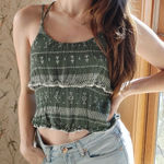 Forever 21  Strappy Tiered Lace Aztec Western Chevron Patterned Crop Top Photo 0