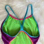 90’s Colorblock Racerback Neon One Piece Swimsuit Purple Photo 5