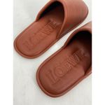 Loewe Logo Embossed Brown Leather Round Toe Slip On Slippers Size 41 Photo 5