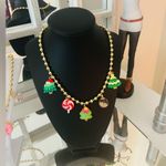 Christmas Resine Charm Necklace Gold Photo 0