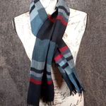 Vintage Merino Wool Western Germany Scrarf Multy Colors Winter Outdoors Blue Photo 2