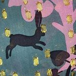 Tibi  New York Silk Metallic Gold Teal Rabbit Woodland Forest Sleeveless Blouse 2 Photo 5