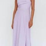 Selfie Leslie Lilac Suki Spaghetti Strap Cowl Neck Front Split Midi Dress Photo 1