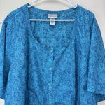 Catherines Blue Gingham Floral Short Sleeve Casual Button Up Shirt Size 4X Photo 2