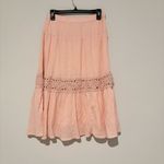 Lucky Brand  Crochet Boho Midi Skirt peach pink size small Photo 1