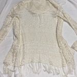 it's our time Medium crochet hoodie coverup cardigan sweater cream off white ivory Photo 4