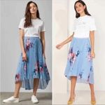 Ted Baker Harrpa Raspberry Ripple Asymmetrical Pleated Midi Skirt Size US 12 Photo 5