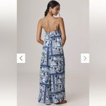 Anthropologie Maeve Waistless Blue White Printed Wide Leg Jumpsuit Size L Photo 3