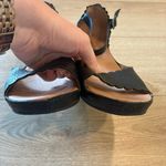 Sundance  Black Leather Perforated Cutout Wedge Heeled Sandal Size 40/8.5 US Photo 4