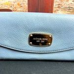 Michael Kors  Leather Powder Blue Zip-Around Wallet/Clutch Photo 0