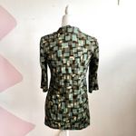 Vintage Green Geometric Top Mod Print Retro 70s Inspired Funky Groovy Small Photo 2