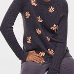 Loft Glam Up Heather Grey Peach Detail Crewneck Sweater Women's Size Small S Photo 0