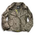 BKE Jacket Womens L Animal Print Faux Fur Gray Peacoat Double Breasted Cheetah Photo 0