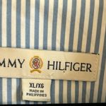 Tommy Hilfiger Women's XL Blue Striped Trench Coat Belted Lapel Collar Photo 4