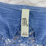 Free People Small Keepsake Henley Long Sleeve Top Blue Crochet Lace Cut Out Boho Photo 5