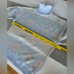 Vintage Pastel Light Blue Rose Print Intarsia Turtleneck Sweater 80s 90s Large Photo 7