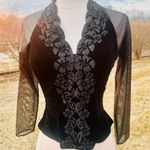 J.R.Nites J.R. Nites Elegant Black Beaded Floral Velvet Blouse J.R. Nites Elegant Black Beaded Floral Velvet Blouse Photo 1