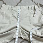 Chico's cropped cargo linen blend side neutral stripe pants, size 12 petite Photo 4