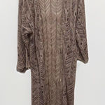Hayden  Los Angeles Boho Open Cardigan Sweater‎ Large Crochet Dusty Pink Fringe Photo 0