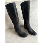 Born Womens Felicia Boot Size 8.5 WIDE CALF Tall Black Suede Block Heel Distress Photo 2