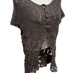 Hand Made Gray Crochet Sweater Vest Unique Buttons Sz S Photo 1