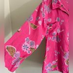 Fresh Produce Pink Floral Linen Shirt S | Boho Coastal Button Down USA Photo 4
