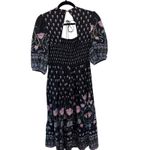 Anthropologie NEW Smocked Black Floral Midi Dress Short Sleeve Size Small $180 Photo 7