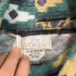 Vintage Western Aztec Pullover Sweatshirt Relaxed Fit Mock Neck Green Tribal 1X Photo 4