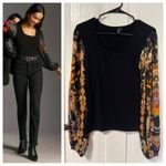 Blank London anthropologie knit sweater printed paisley sleeve pullover size XS Photo 1